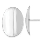 Sterling Silver Rhodium-plated Polished Concave Disc Post Earrings