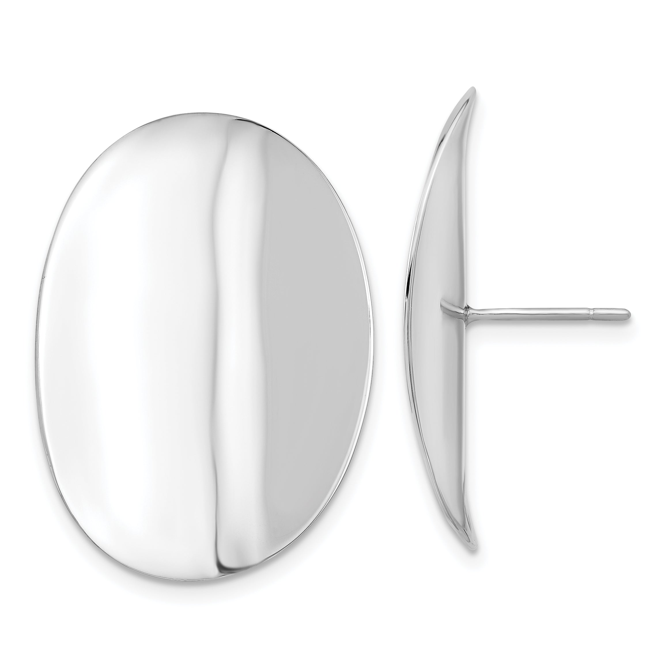 Sterling Silver Rhodium-plated Polished Concave Disc Post Earrings