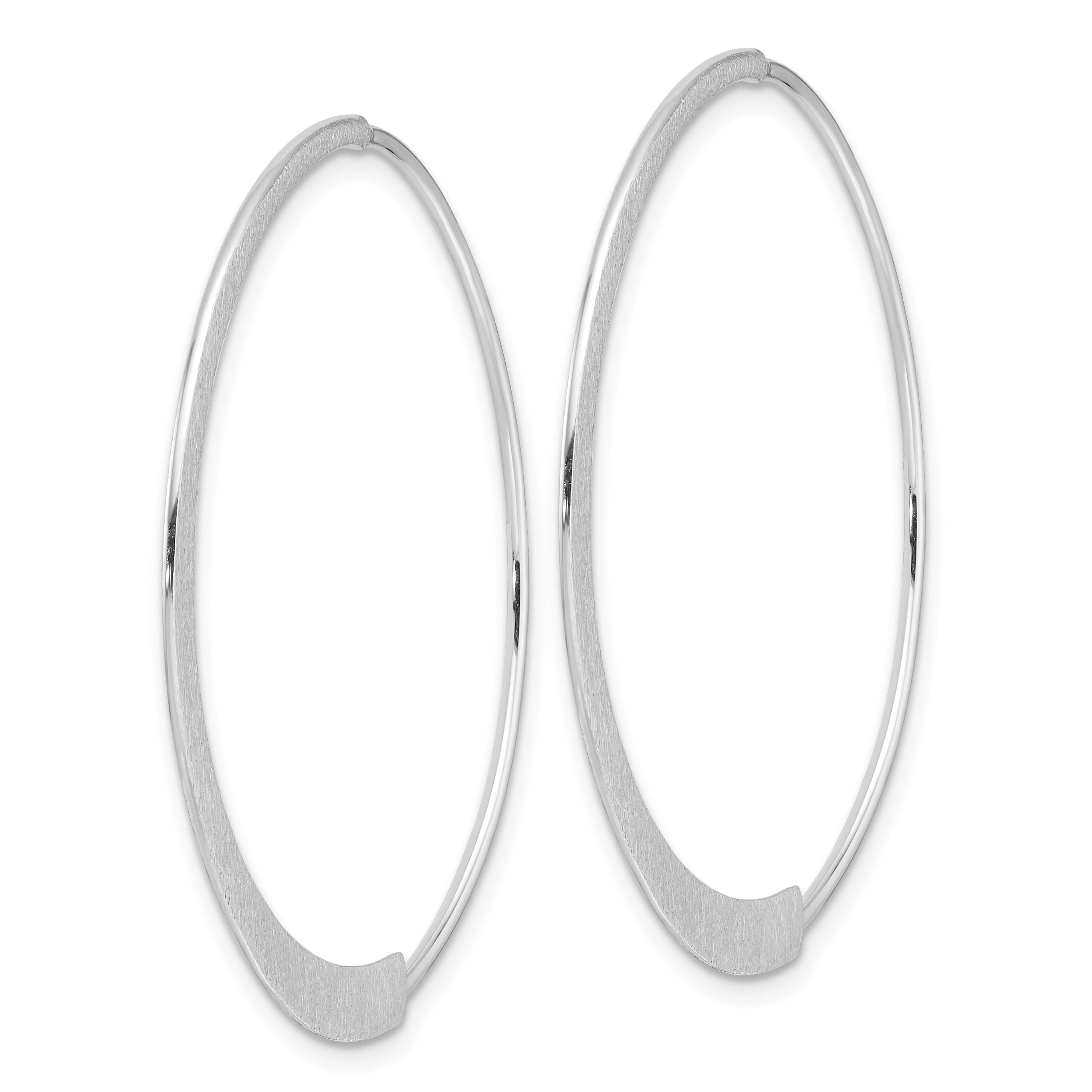 Sterling Silver Rhodium-plated Brushed/Textured Threader Hoop Earrings Secondary image