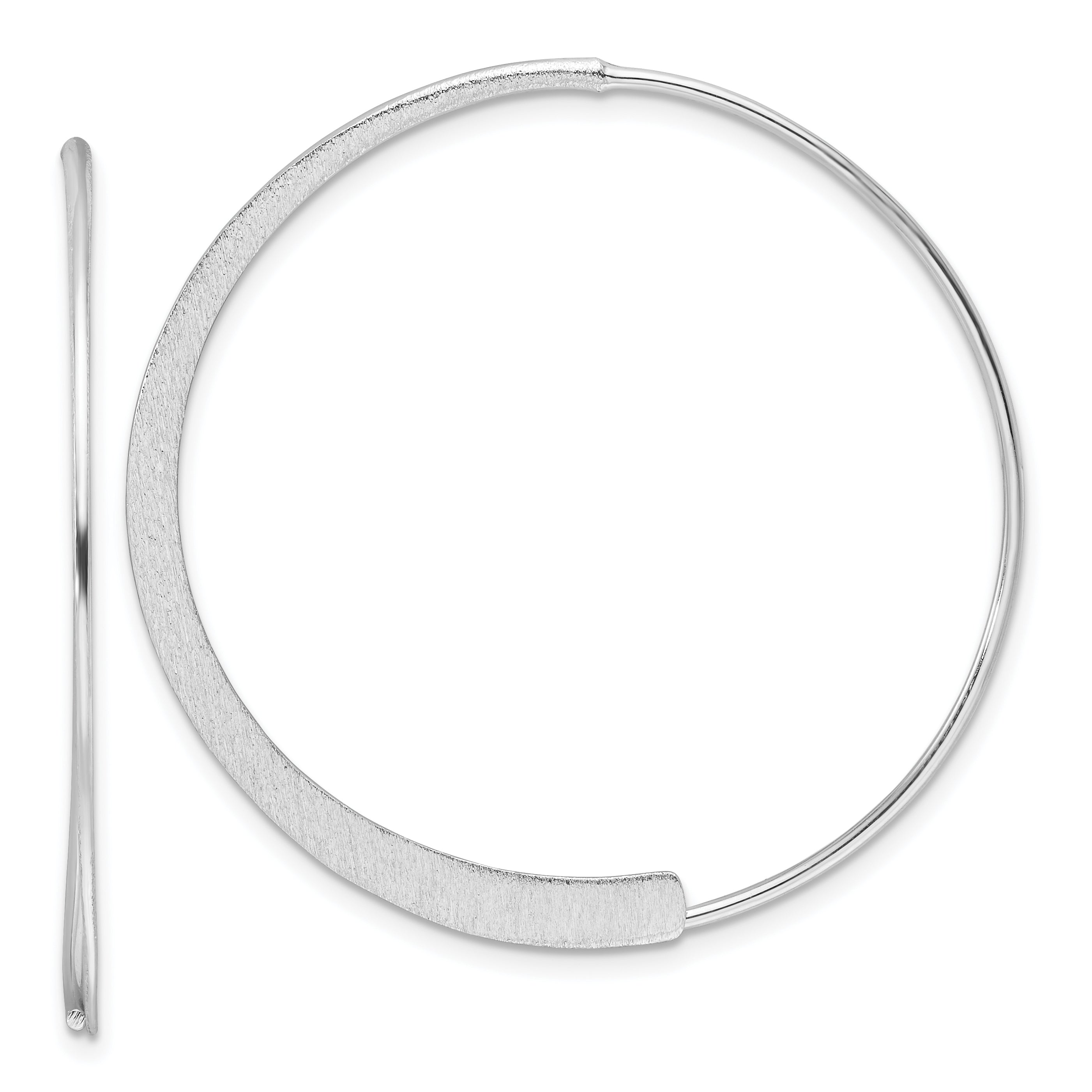Sterling Silver Rhodium-plated Brushed/Textured Threader Hoop Earrings Main image