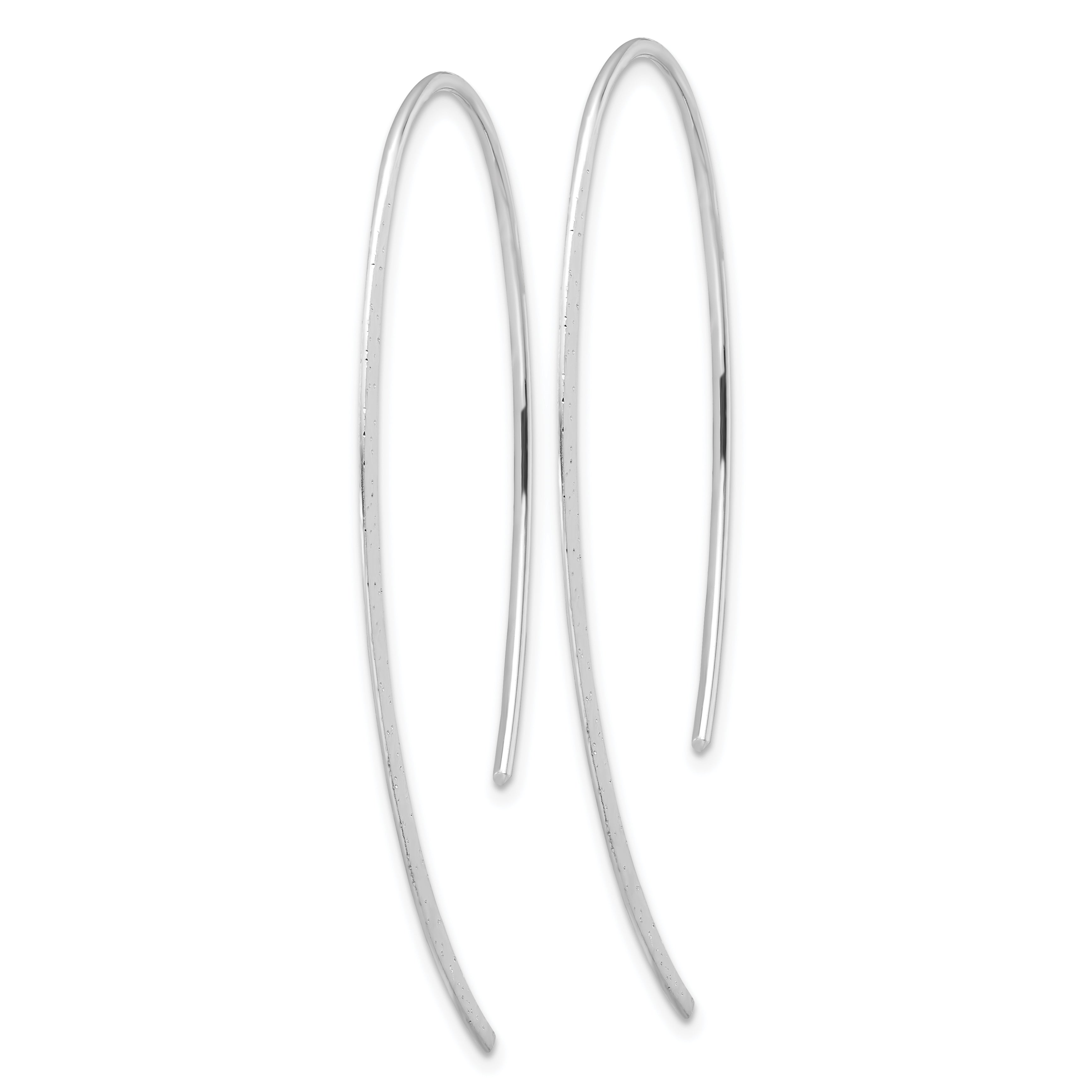 Sterling Silver Rhodium-plated Brushed and Lasered Threader Earrings Secondary image