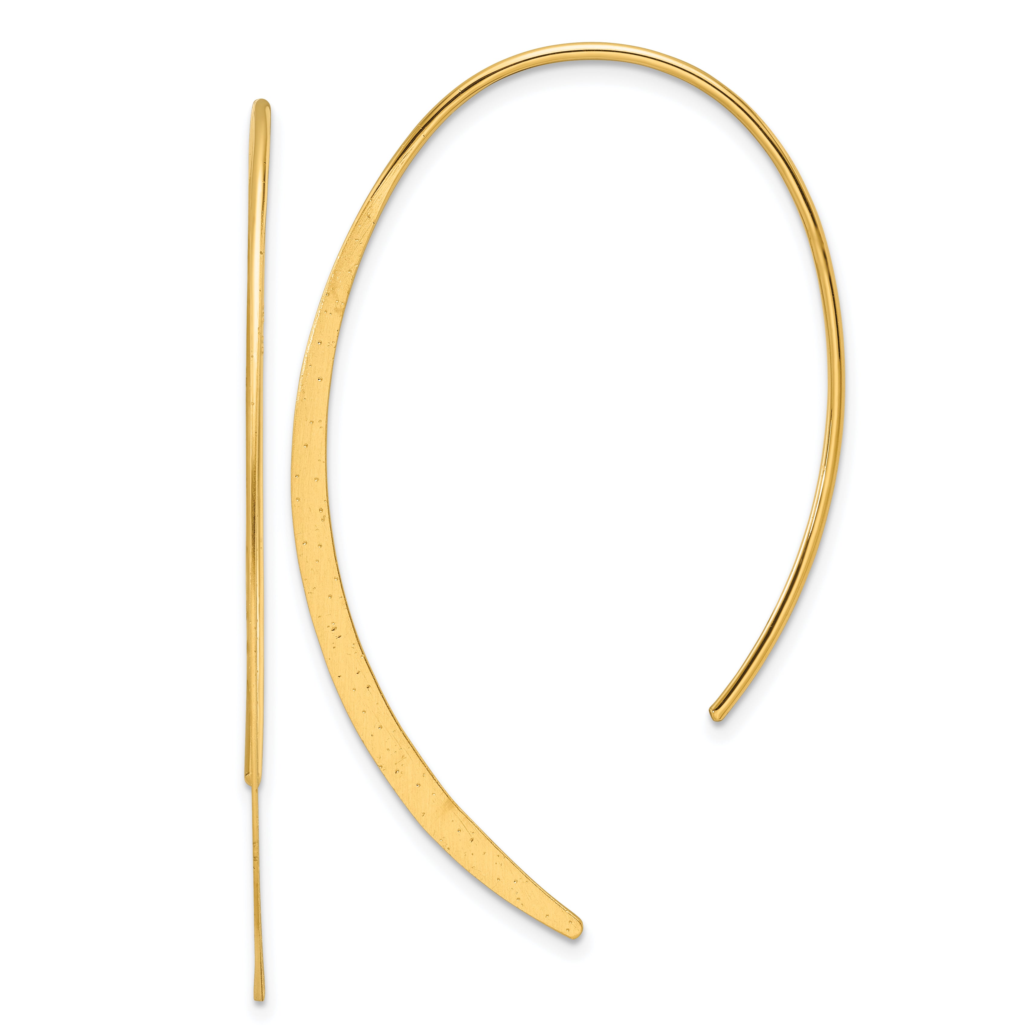 Sterling Silver .50 Micron 18K Gold Plated Brushed and Lasered Threader Earrings Main image