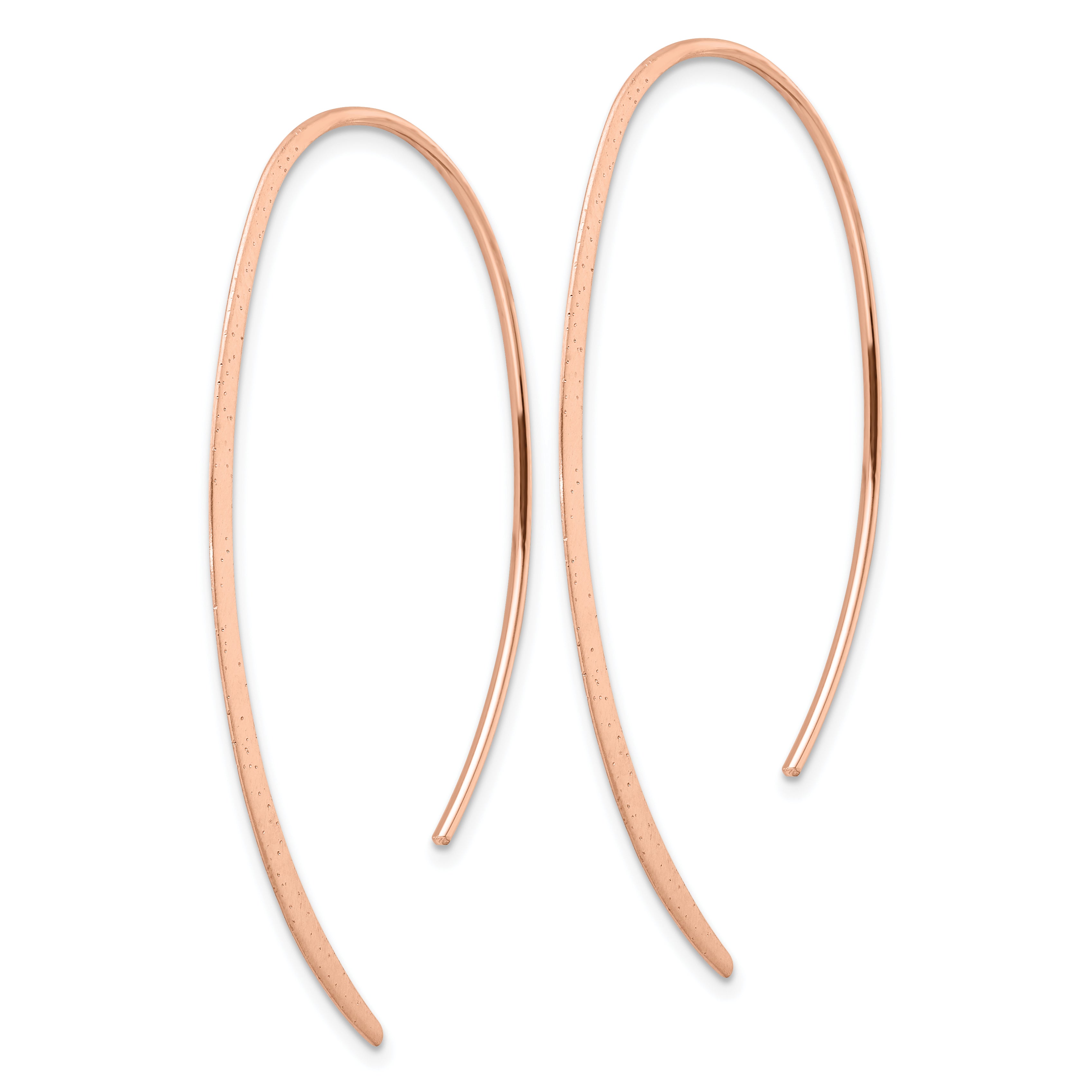 Sterling Silver .50 Micron 18K Rose Gold Plated Brushed and Lasered Threader Earrings Secondary image