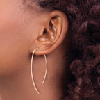 Sterling Silver .50 Micron 18K Rose Gold Plated Brushed and Lasered Threader Earrings