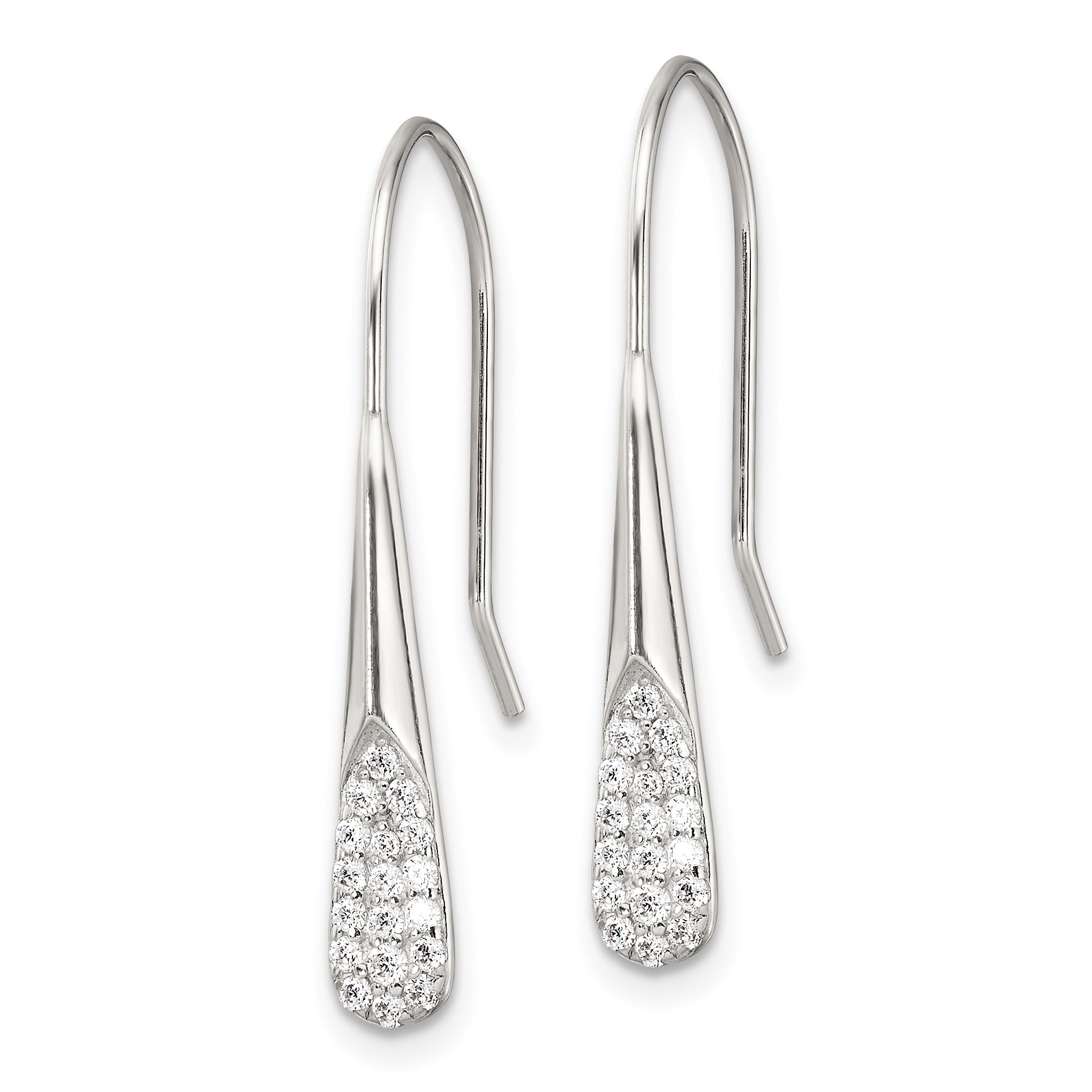 Sterling Silver Polished CZ Drop Dangle Earrings Secondary image