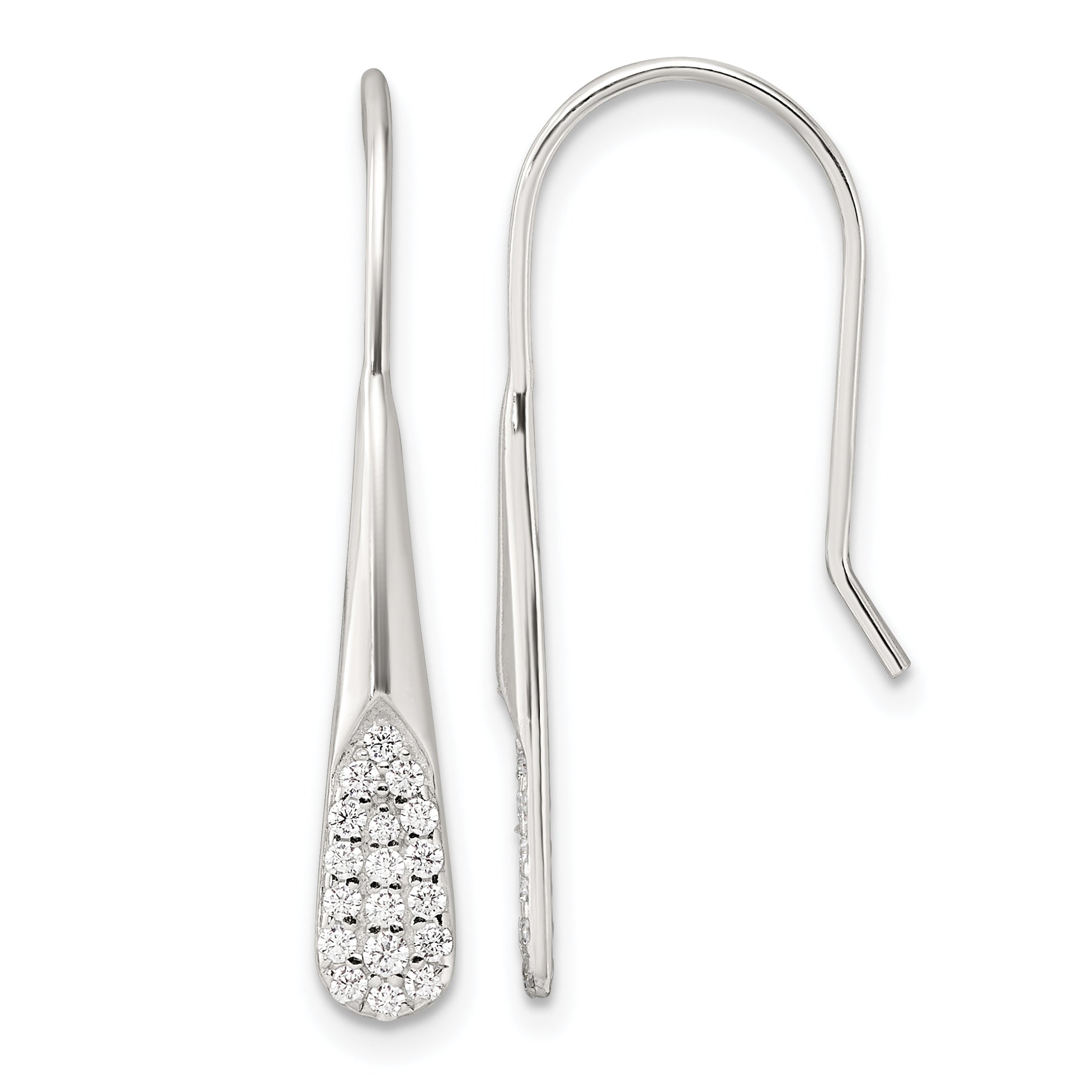 Sterling Silver Polished CZ Drop Dangle Earrings