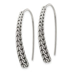 Sterling Silver Polished and Antiqued Textured Dangle Earrings