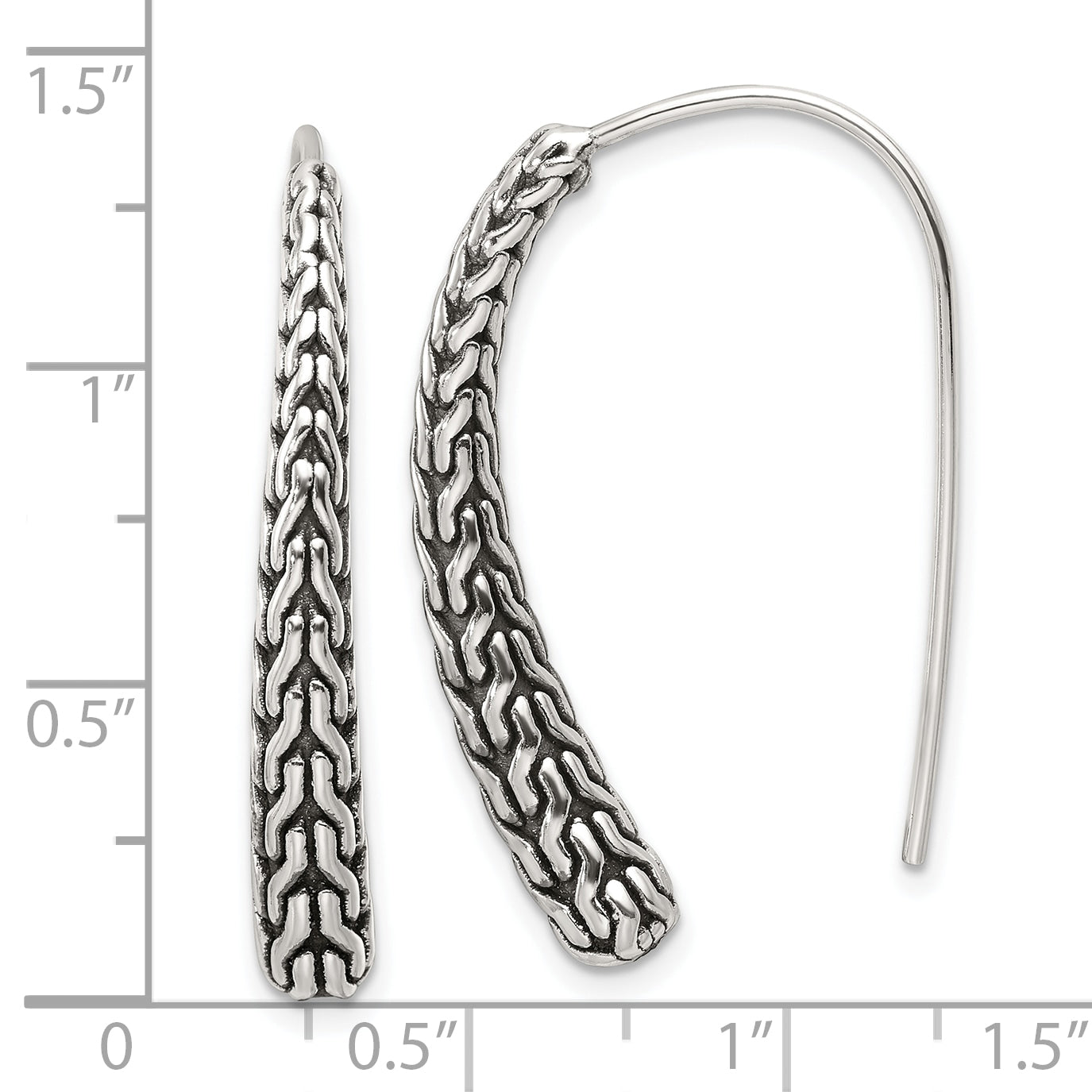 Sterling Silver Polished and Antiqued Textured Dangle Earrings