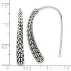 Sterling Silver Polished and Antiqued Textured Dangle Earrings