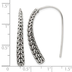 Sterling Silver Polished and Antiqued Textured Dangle Earrings