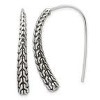 Sterling Silver Polished and Antiqued Textured Dangle Earrings