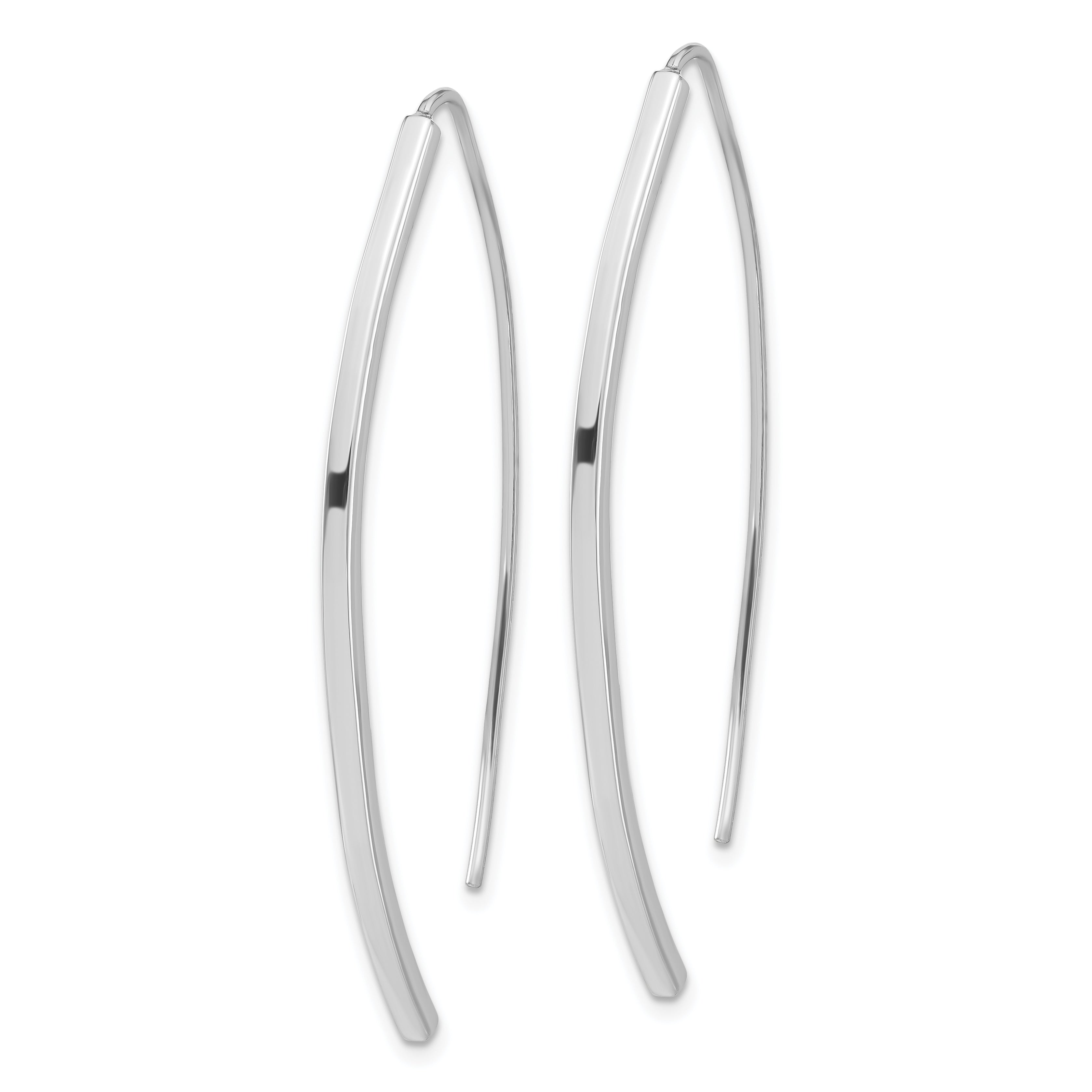 Sterling Silver Rhodium-plated Polished Threader Bar Earrings Secondary image