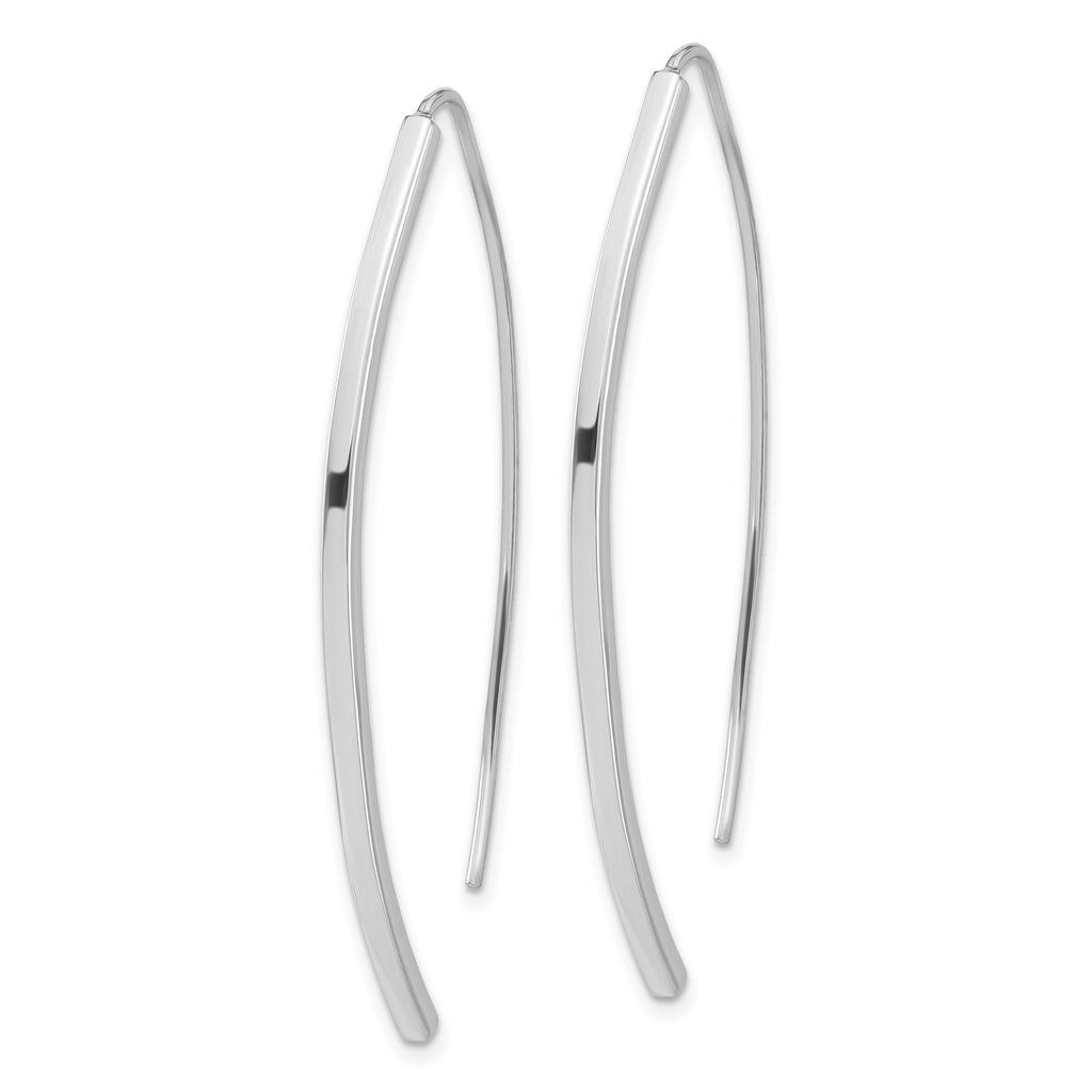 Sterling Silver Rhodium-plated Polished Threader Bar Earrings