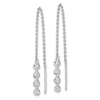 Sterling Silver Rhodium-plated Polished CZ Threader Earrings