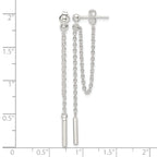 Sterling Silver Polished Bar Chain Dangle Post Earrings
