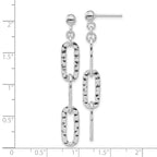 Sterling Silver RH-pltd Polished Hammered Chain Post Dangle Earrings