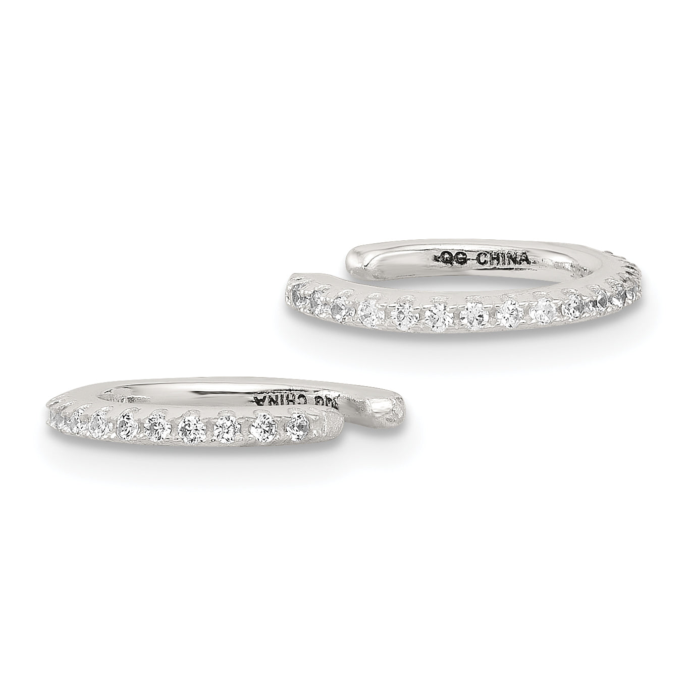 Sterling Silver E-Coating Polished CZ Pair of 2 Cuff Earrings Secondary image