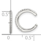 Sterling Silver E-Coating Polished CZ Pair of 2 Cuff Earrings