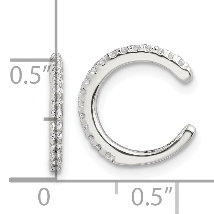 Sterling Silver E-Coating Polished CZ Pair of 2 Cuff Earrings