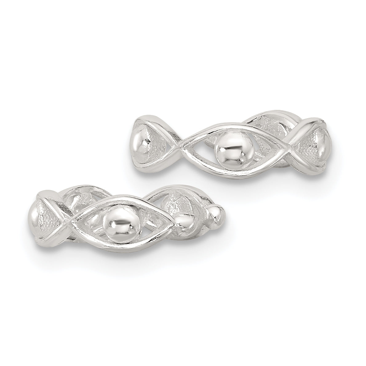 Sterling Silver E-Coating Polished Pair of 2 Cuff Earrings