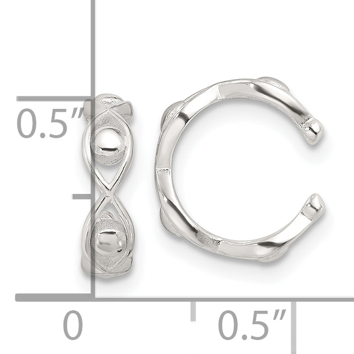 Sterling Silver E-Coating Polished Pair of 2 Cuff Earrings