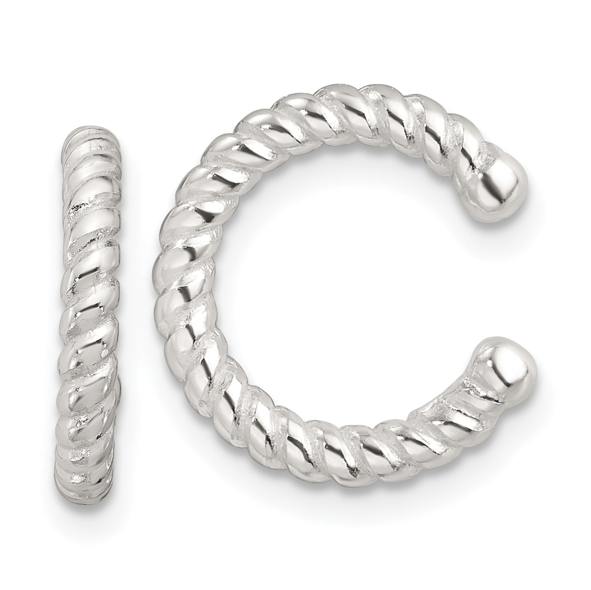 Sterling Silver E-Coating Polished Twisted Pair of 2 Cuff Earrings