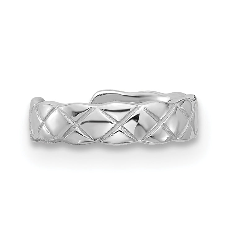Sterling Silver RH-pltd Polished Criss-cross Design Single Cuff Earring Secondary image
