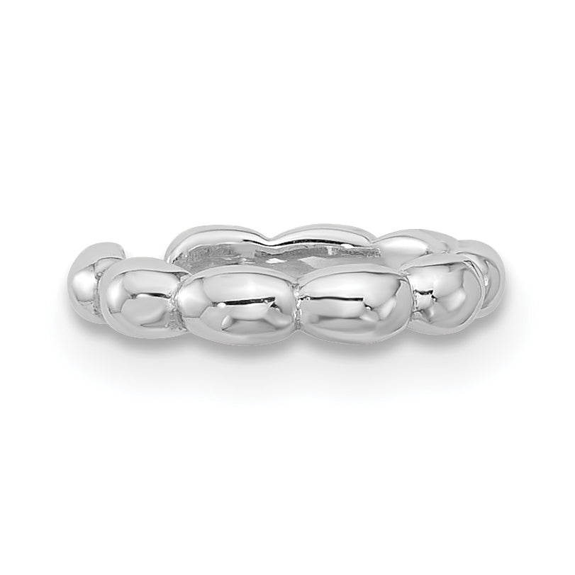 Sterling Silver Rhodium-plated Polished Beaded Single Cuff Earring Secondary image