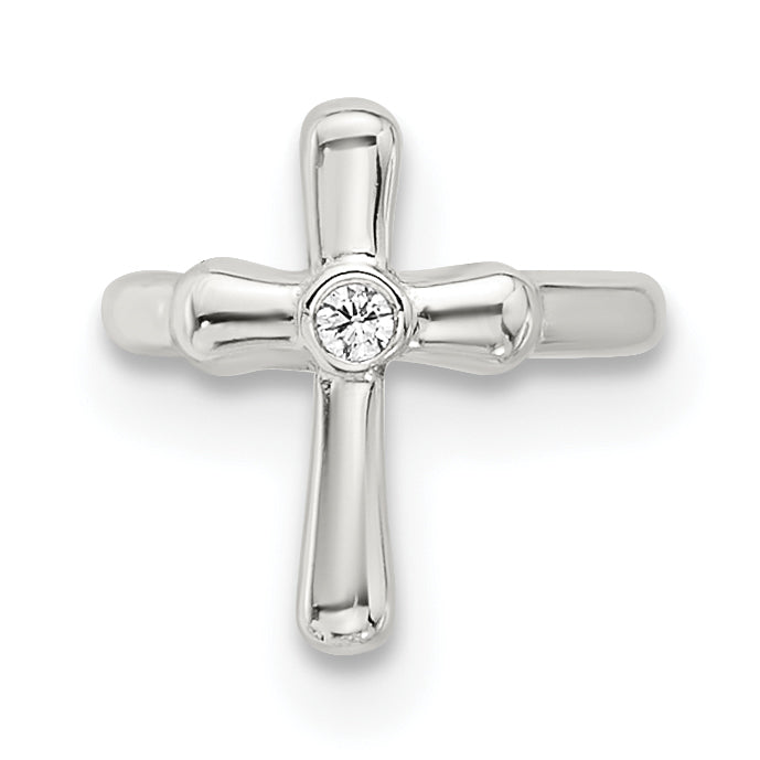 Sterling Silver E-coated Polished CZ Cross Single Cuff Earring Main image