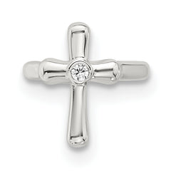 Sterling Silver E-coated Polished CZ Cross Single Cuff Earring