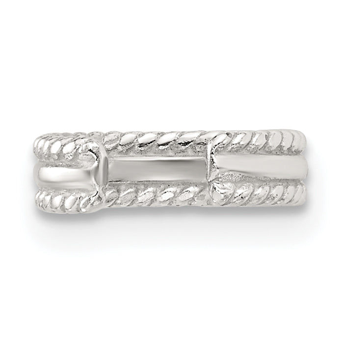 Sterling Silver E-coated Polished & Twisted Edges Single Cuff Earring