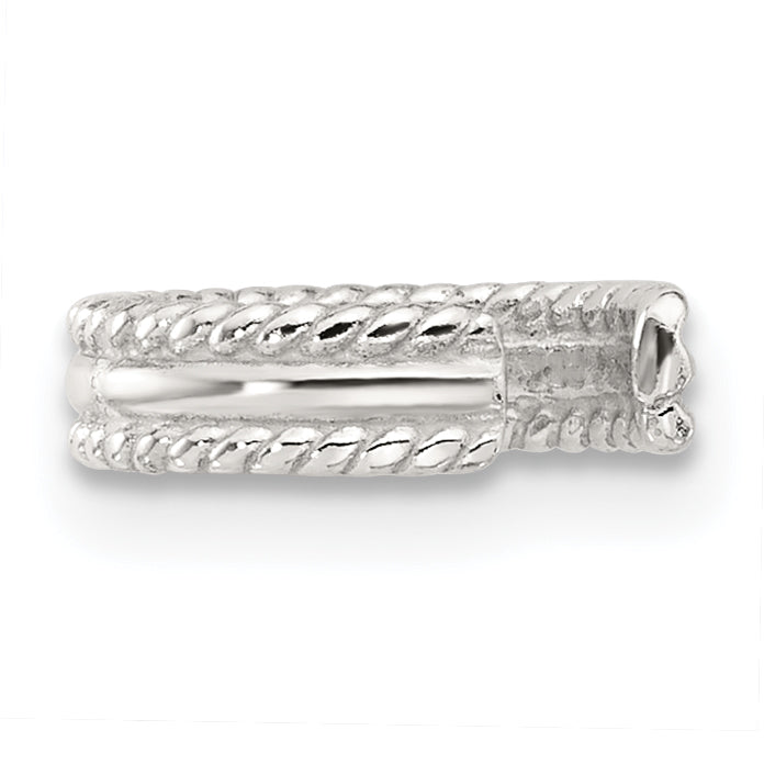 Sterling Silver E-coated Polished & Twisted Edges Single Cuff Earring