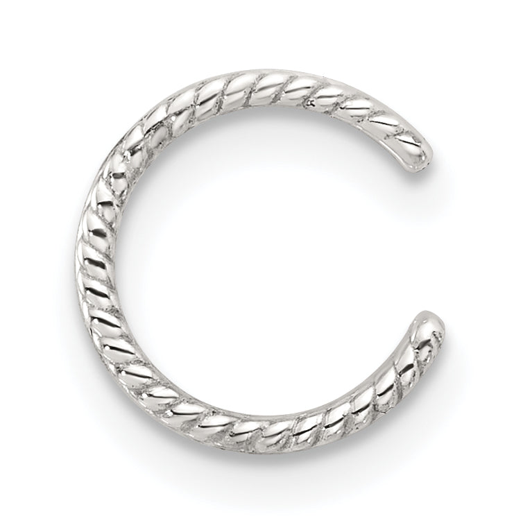 Sterling Silver E-coated Polished & Twisted Edges Single Cuff Earring