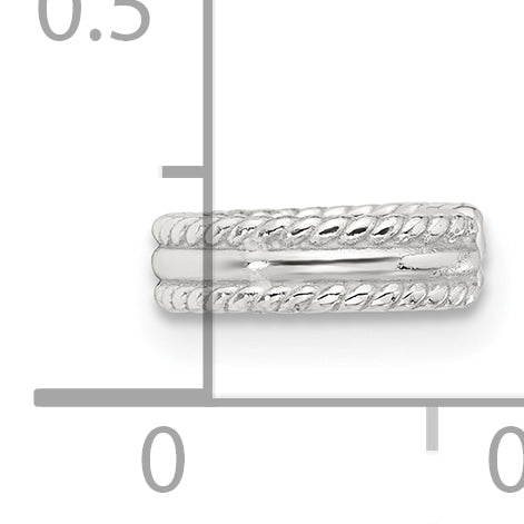 Sterling Silver E-coated Polished & Twisted Edges Single Cuff Earring