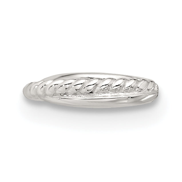 Sterling Silver E-coated Polished & Twisted Single Cuff Earring