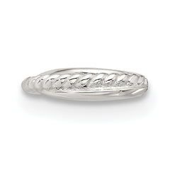 Sterling Silver E-coated Polished & Twisted Single Cuff Earring