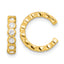 Sterling Silver Flash Gold-pltd Polished CZ Bezel Pair of 2 Cuff Earrings