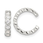 Sterling Silver E-Coating Polished CZ Bezel Pair of 2 Cuff Earrings