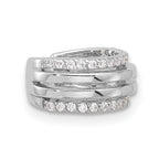 Sterling Silver Rhodium-plated Polished 4 Row CZ Single Cuff Earring
