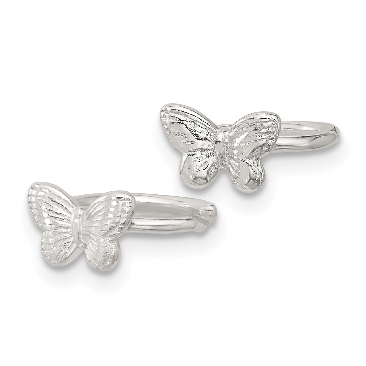 Sterling Silver E-Coating Textured Butterfly Pair of 2 Cuff Earrings Secondary image