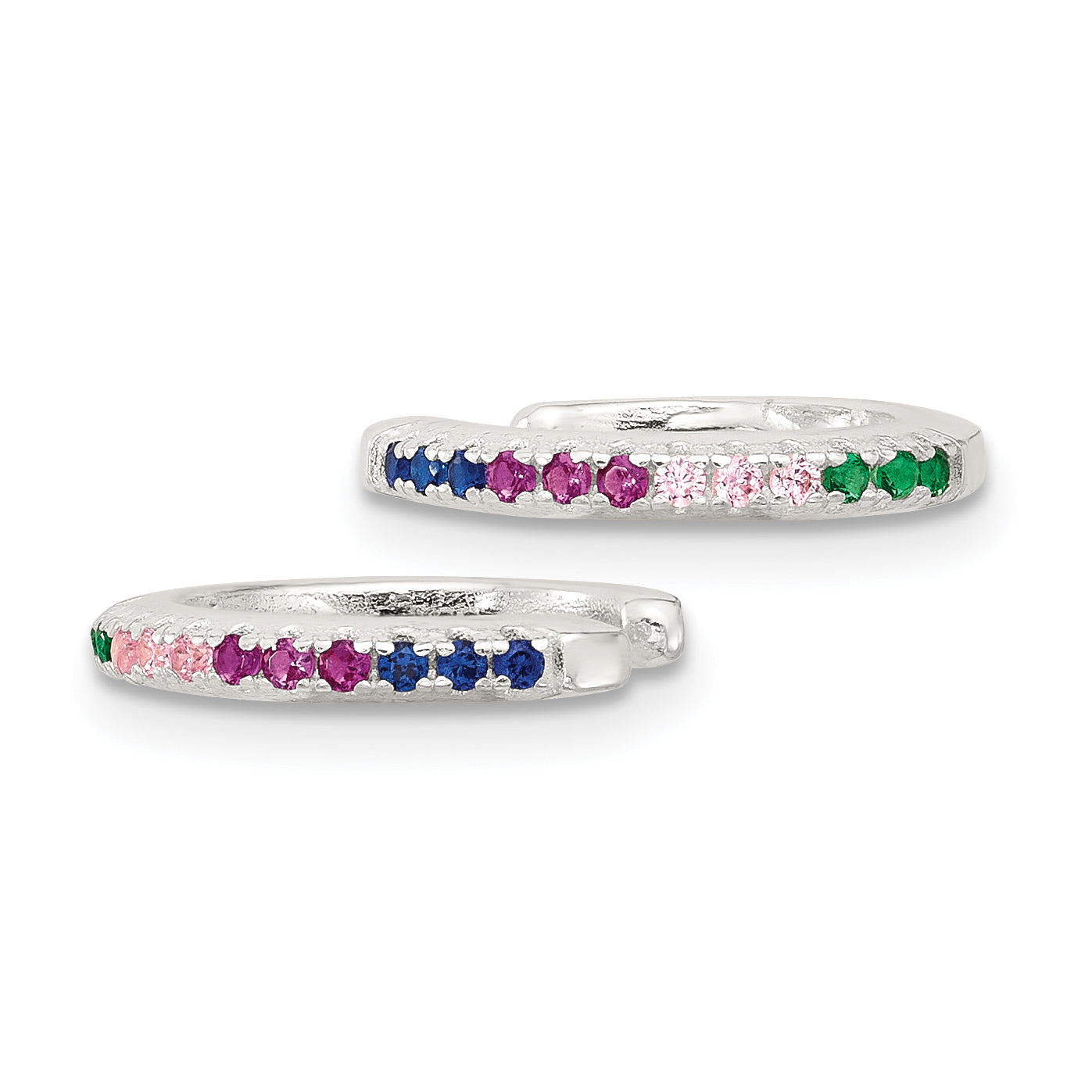 Sterling Silver E-Coating Polished Multicolor CZ Pair of 2 Cuff Earrings Secondary image