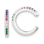 Sterling Silver E-Coating Polished Multicolor CZ Pair of 2 Cuff Earrings