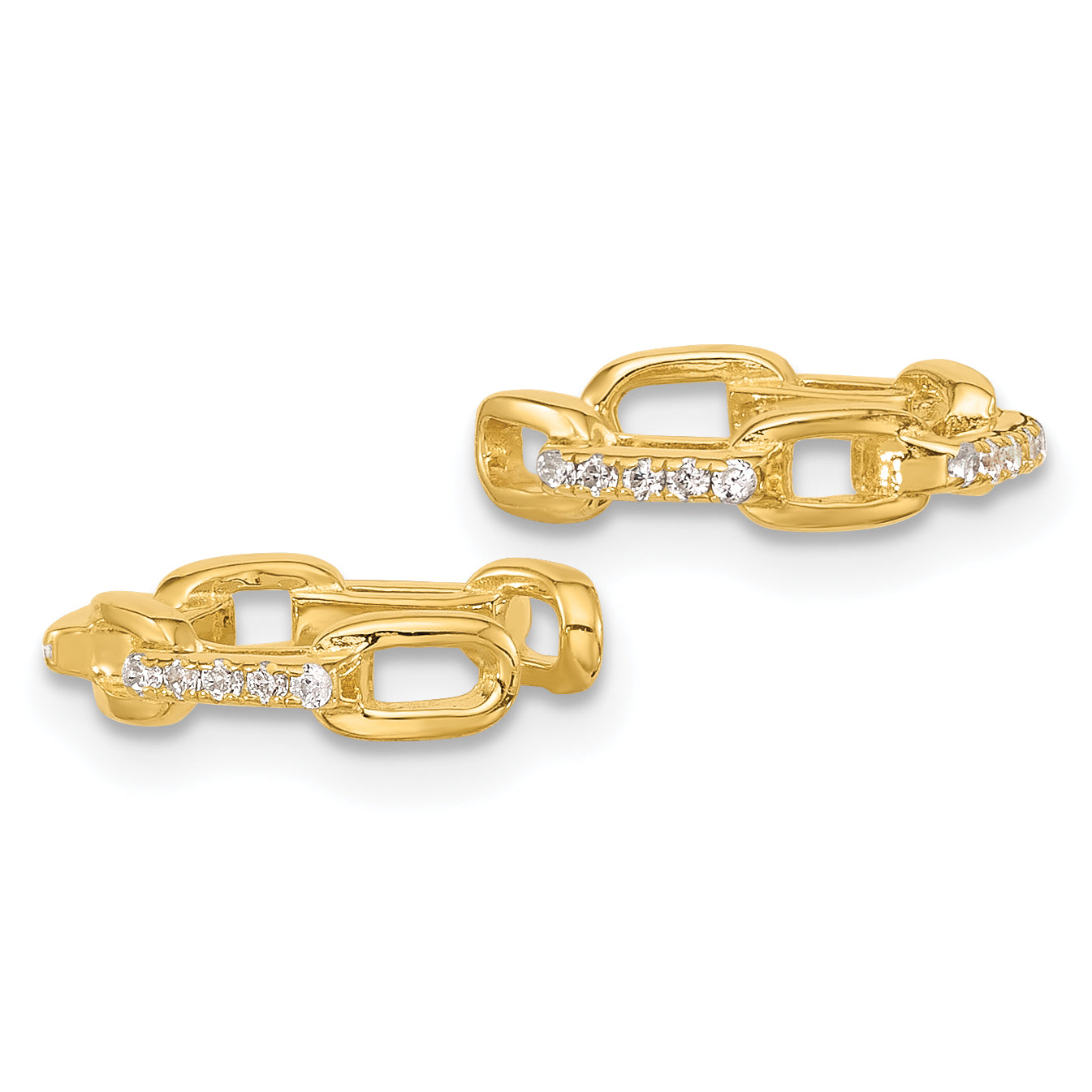 Sterling Silver Gold-tone CZ Chain Link Design Pair of 2 Cuff Earrings Secondary image
