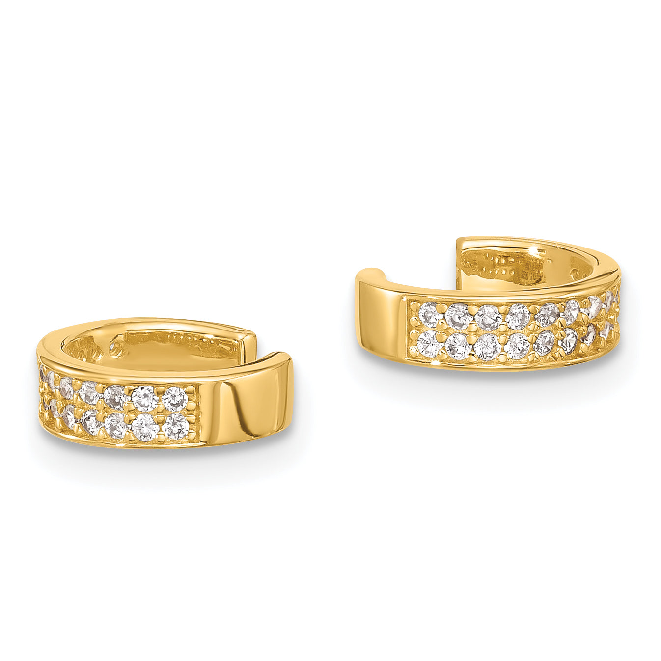 Sterling Silver Gold-tone Polished Two Row CZ Pair of 2 Cuff Earrings Secondary image