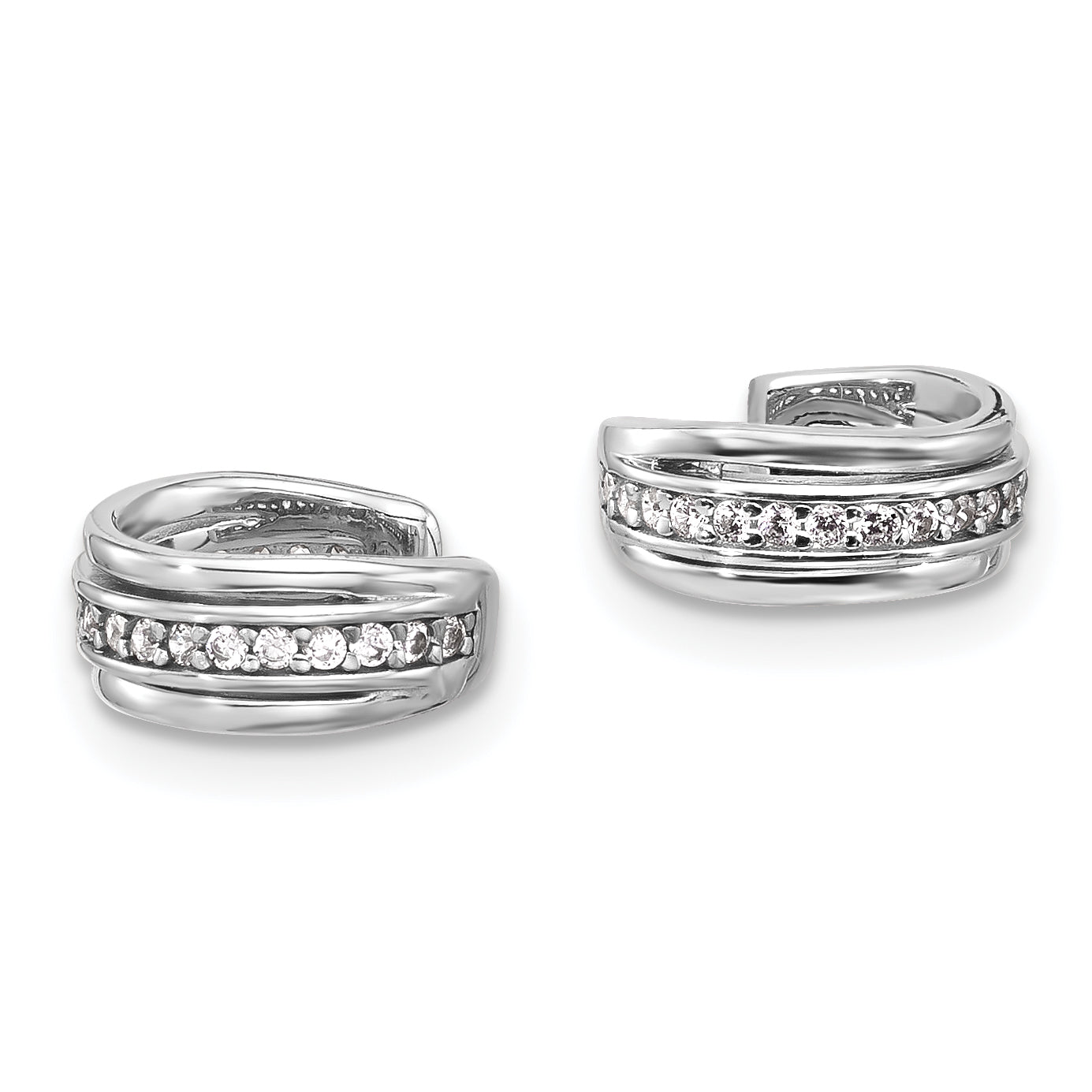 Sterling Silver Rhodium-plated Polished CZ Pair of 2 Cuff Earrings Secondary image