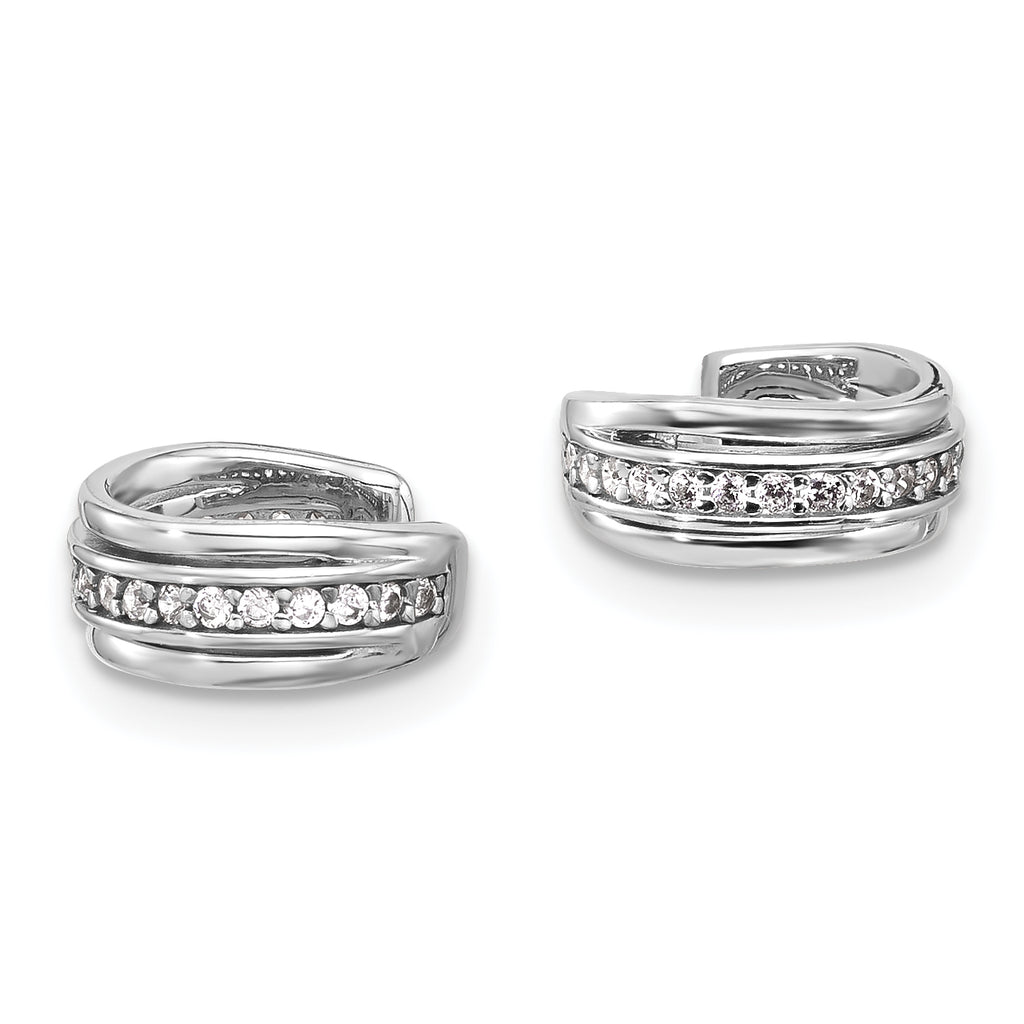 Sterling Silver Rhodium-plated Polished CZ Pair of 2 Cuff Earrings