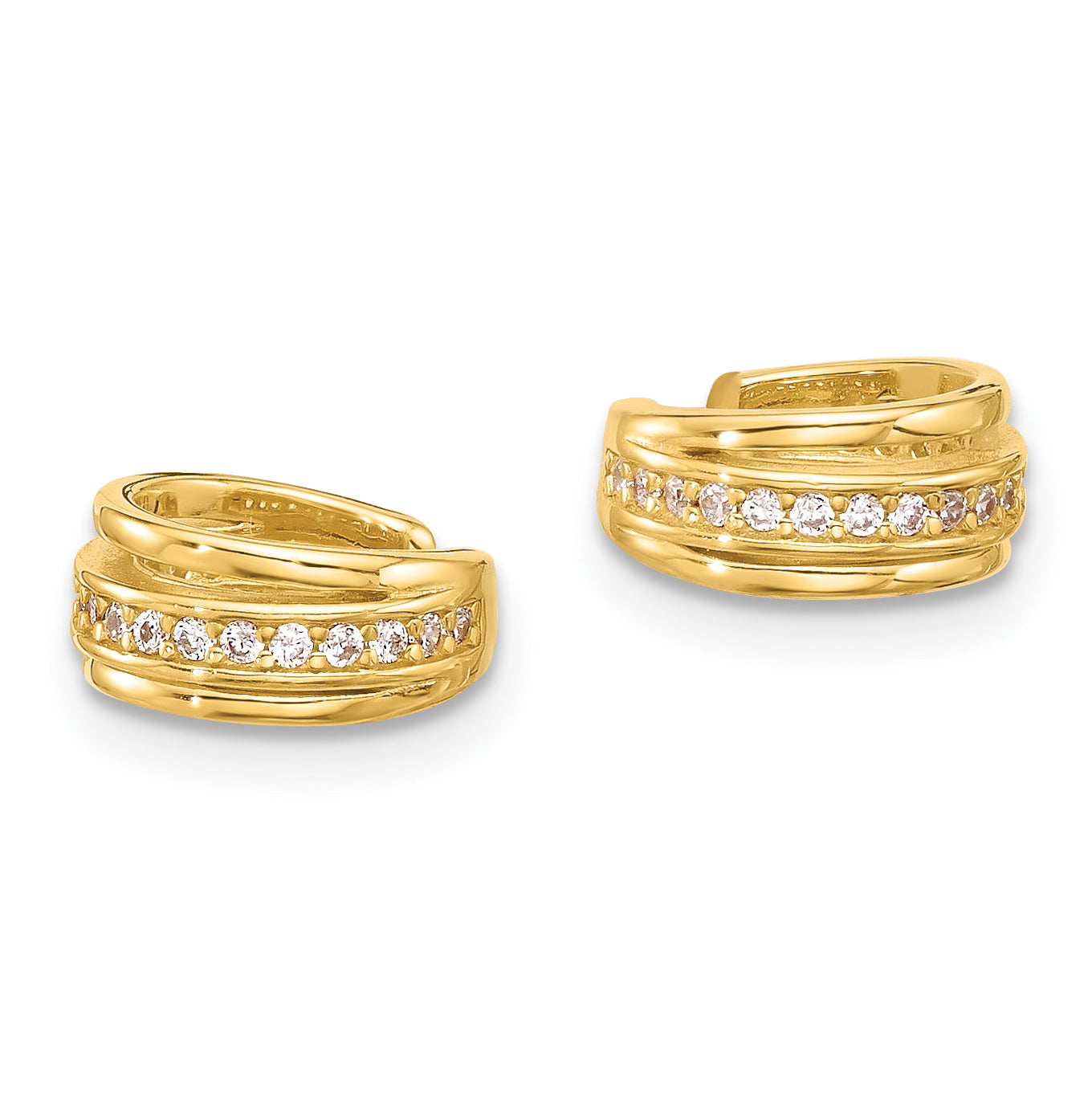 Sterling Silver Gold-plated Polished CZ Pair of 2 Cuff Earrings Secondary image