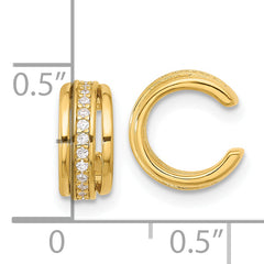 Sterling Silver Gold-plated Polished CZ Pair of 2 Cuff Earrings