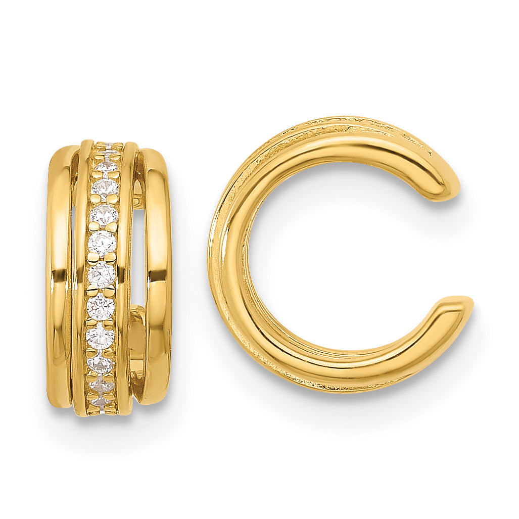 Sterling Silver Gold-plated Polished CZ Pair of 2 Cuff Earrings Main image