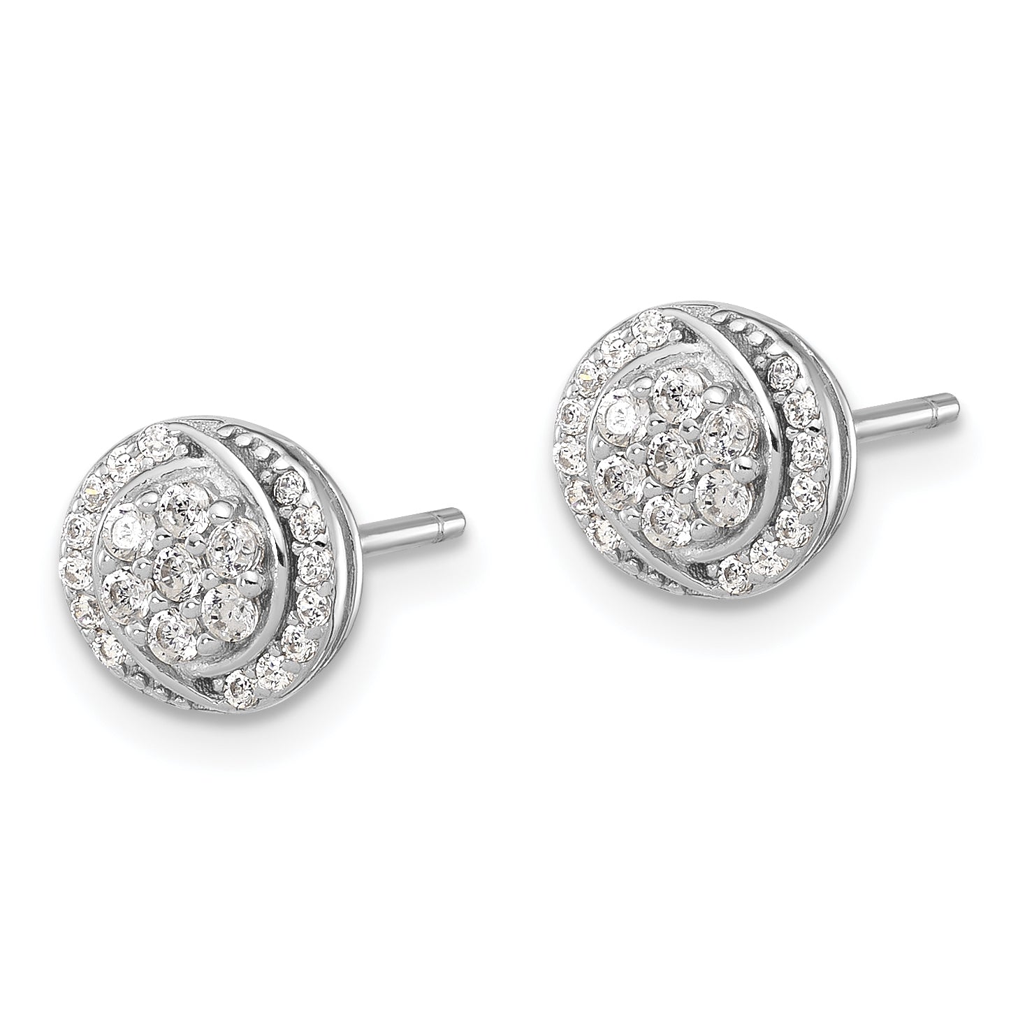 Sterling Silver Rhodium-plated Polished Cluster Pav‚ CZ Post Earrings